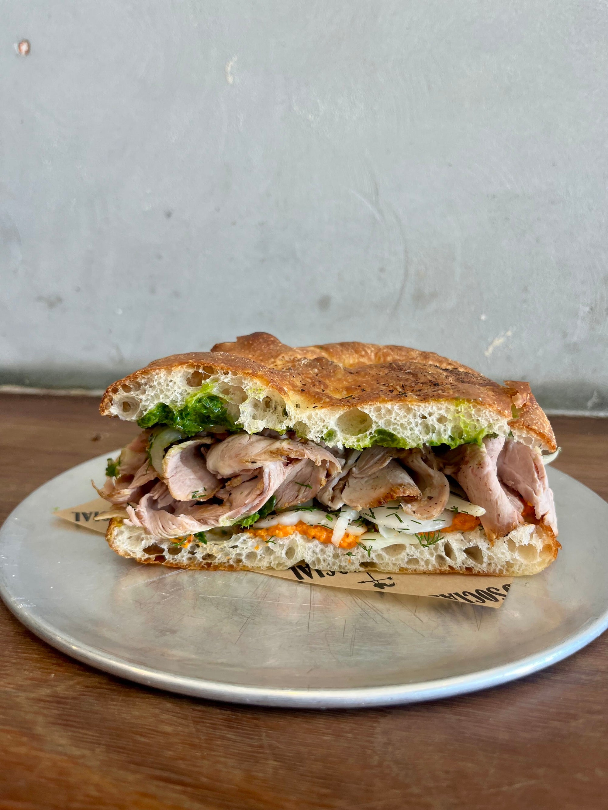 Roast Pork & Romesco Flatbread Sambo